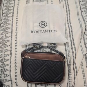 Black and Brown Quilted Crossbody Bag